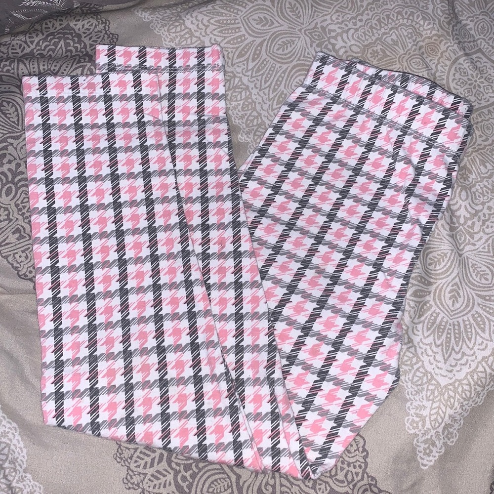 Girls Grey and Pink print leggings